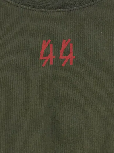 44 Label Group Green Crewneck T-shirt With Dropped Shoulders And Logo Print On Front And Rear In Cotton Man In Green