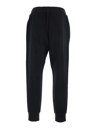 Dsquared2 Men Black Pants With Elastic Waist And Logo Lettering On The Leg In Cotton Man In Blue