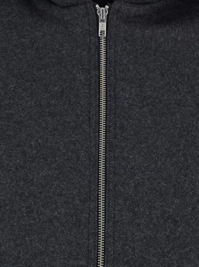 Grifoni Grey Jacket With Fixed Hood And Zip-up Fastening In Wool Blend Woman In Gray