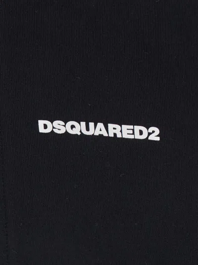 Dsquared2 Men Black High Neck Sweatshirt With Lettering Logo On The Front In Cotton Man In Black