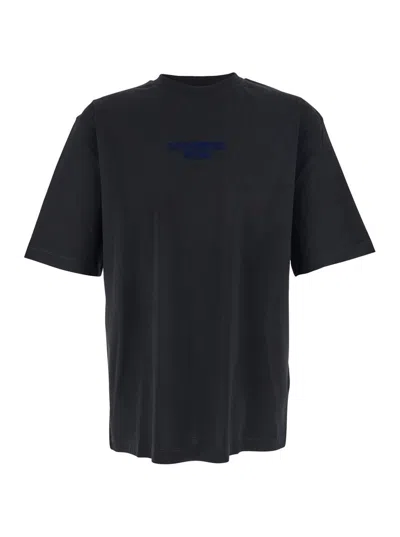Dsquared2 Men Black Crewneck T-shirt With Logo Lettering On The Front In Cotton Man In Black