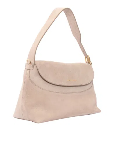 Claudio Orciani Rectangular Calf Leather Handbag With Gold-tone Hardware In Neutral