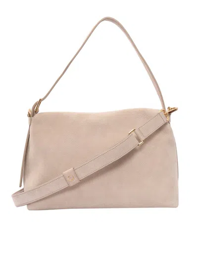 Claudio Orciani Rectangular Calf Leather Handbag With Gold-tone Hardware In Neutral