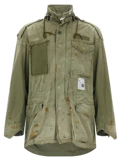 Miharayasuhiro Distressed Field Puffer Jackets Green In Green