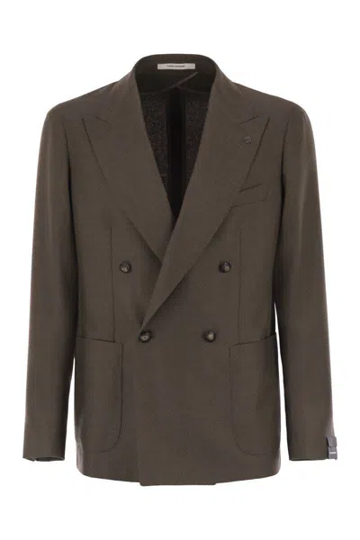 Tagliatore Double-breasted Patch-pocket Blazer In Brown