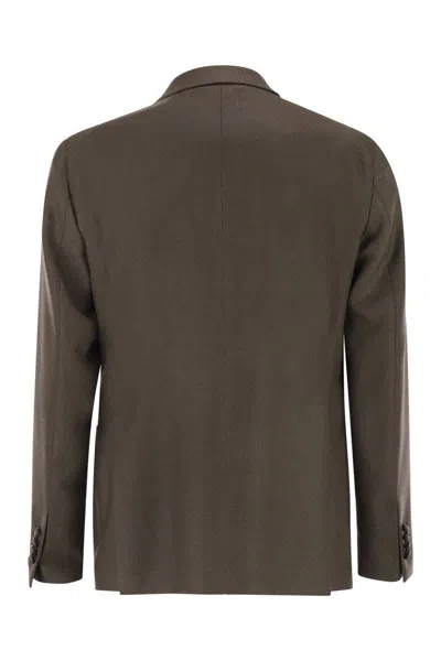 Tagliatore Double-breasted Patch-pocket Blazer In Brown