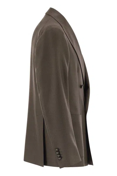 Tagliatore Double-breasted Patch-pocket Blazer In Brown