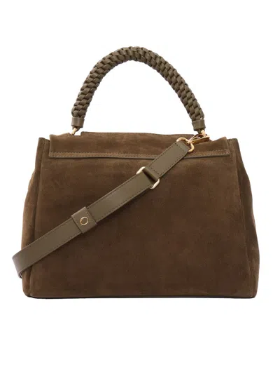 Claudio Orciani Structured Calf Leather Handbag With Polished Finish In Green