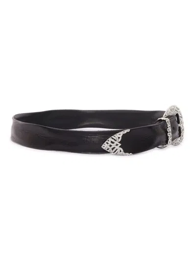 Claudio Orciani Sleek Calf Leather Belt With Polished Finish In Black