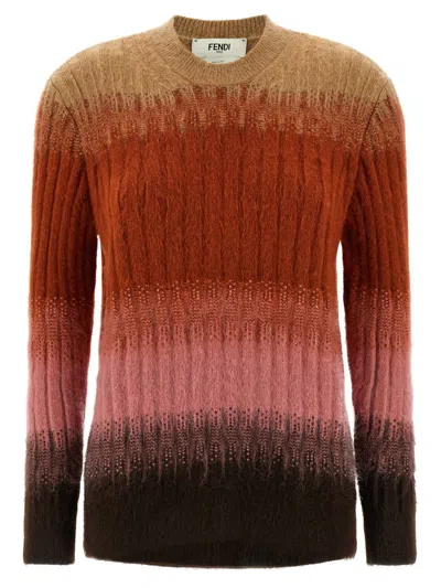 Fendi Gradient Mohair And Wool Fitted Jumper Clothing In Multi