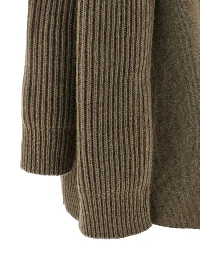 Mm6 Maison Margiela Oversized Wool Blend Sweater With Crew Neck In Green