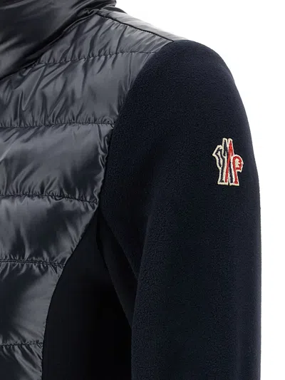 Moncler Blue Wool Zip-up Padded Cardigan In Blue