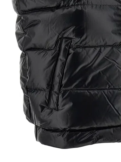 Perfect Moment Hooded Sleeveless Quilted Vest Pockets In Black