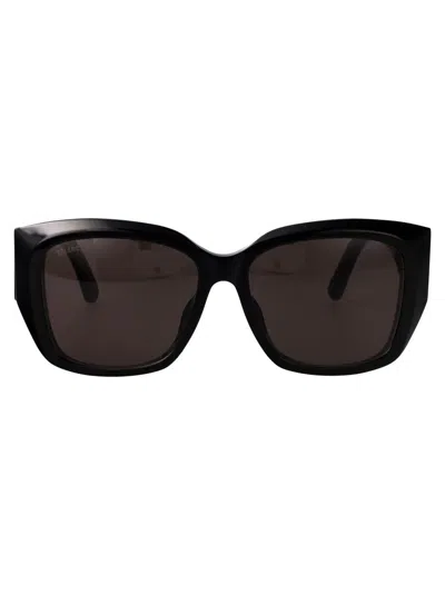 Balenciaga Black-black-grey Recycled Acetate Sunglasses In Black
