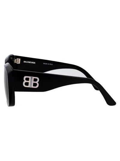 Balenciaga Black-black-grey Recycled Acetate Sunglasses In Black