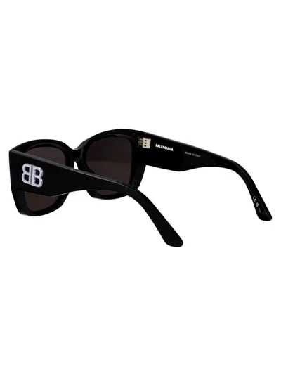 Balenciaga Black-black-grey Recycled Acetate Sunglasses In Black