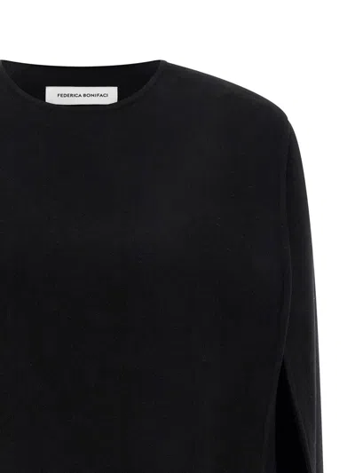 Federica Bonifaci Crew-neck Cape In Black