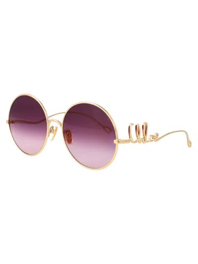 Chloé Chloe Round Sunglasses Ch0329 S 003 In Gold