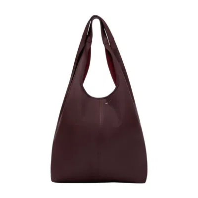 Ami Alexandre Mattiussi Etienne Hobo Bag Tote In Bordeaux Leather In Orange