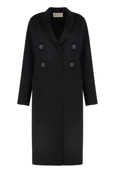 Tory Burch Asymmetric Wool-blend Coat In Black