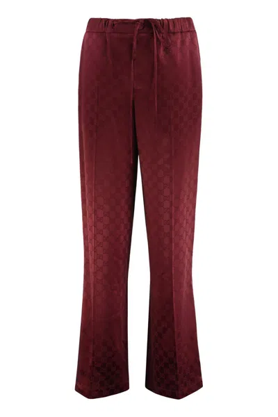 Gucci Pants In Satin Gg In Red