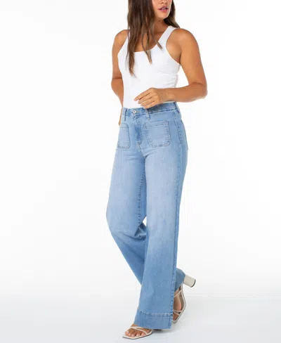 Celebrity Pink Juniors' High-rise Wide-leg Patch-pocket Jeans In Blue