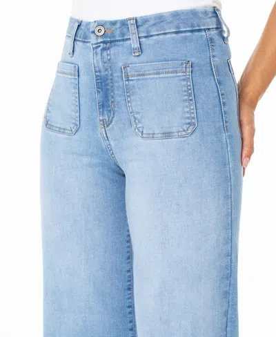 Celebrity Pink Juniors' High-rise Wide-leg Patch-pocket Jeans In Blue