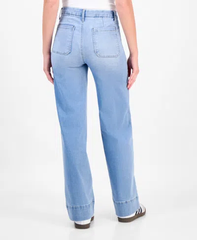 Celebrity Pink Juniors' High-rise Wide-leg Patch-pocket Jeans In Blue