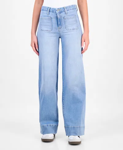 Celebrity Pink Juniors' High-rise Wide-leg Patch-pocket Jeans In Blue