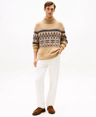 Tommy Hilfiger Patterned Roll-neck Sweater In Brown