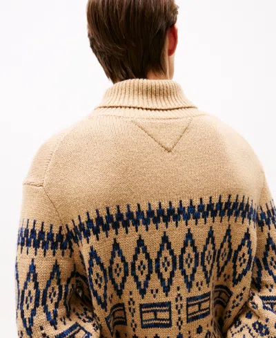 Tommy Hilfiger Patterned Roll-neck Sweater In Brown