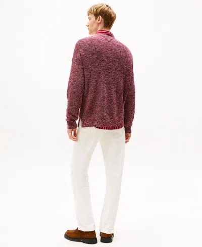 Tommy Hilfiger Men's Mouline Ribbed Crewneck Sweater In Red