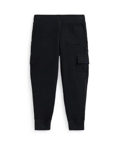 Polo Ralph Lauren Kids' Cotton Waffle Cargo Joggers In Black