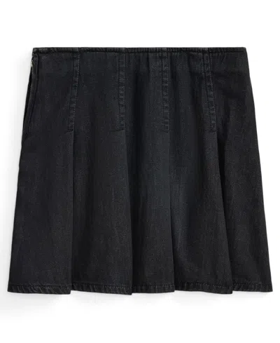 Polo Ralph Lauren Kids' Pleated Denim Skirt In Black