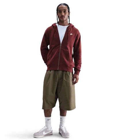 Nike Men's Club Full-zip Fleece Hoodie In Burgundy