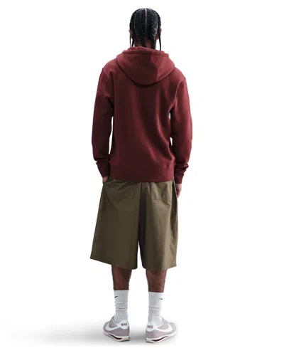 Nike Men's Club Full-zip Fleece Hoodie In Burgundy