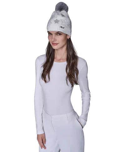 Karl Lagerfeld Women's Studded Star Detail Beanie In Gray