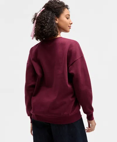 Self Esteem Juniors' Paris Bow Fleece Sweatshirt In Burgundy