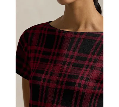 Polo Ralph Lauren Plaid Short-sleeve Sweater In Burgundy