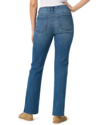 Gloria Vanderbilt Petites Womens High Rise Dark Wash Straight Leg Jeans In Blue