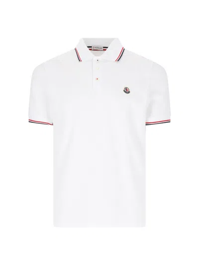 Moncler White Cotton Short-sleeved Polo T-shirt In White