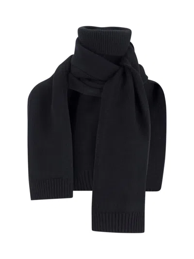 Lvir Scarf With Collar In Wool Blend In Black