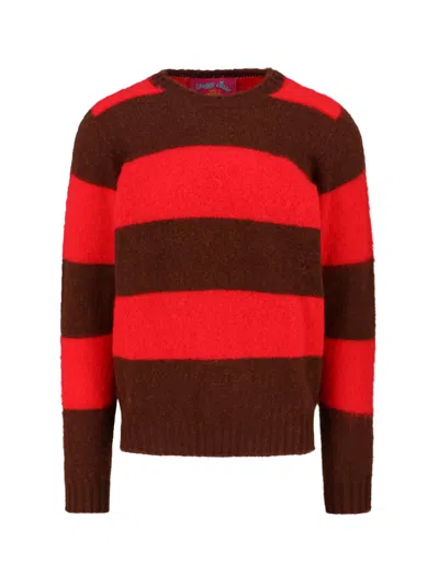 Howlin' Striped Crewneck Sweater Long Sleeves In Brown
