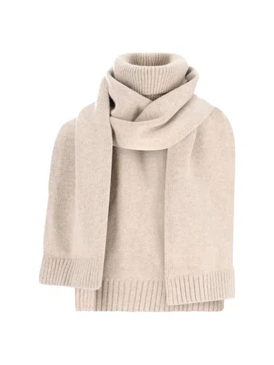 Lvir Scarf With Collar In Wool Blend In Neutral