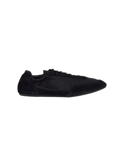 Prada Collapse Re-nylon And Suede Elasticized Sneakers Shoes In Black