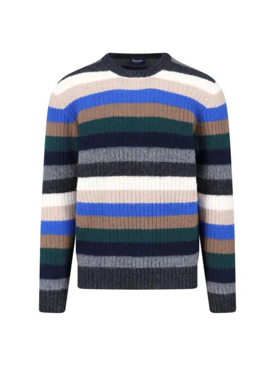Drumohr Striped Crew Neck Long Sleeve Sweater In Multi
