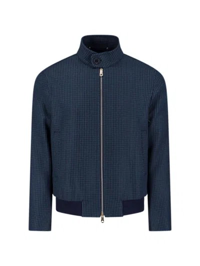 Paul Smith Modern High Collar Jacket With Snap Detail In Blue