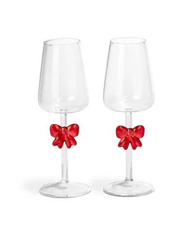 Thirstystone Bow Wine Glasses, Set Of 2 In Transparent