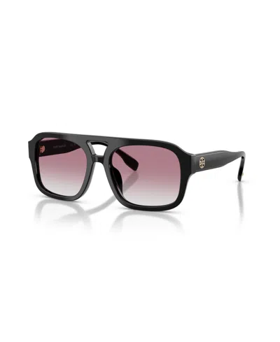 Tory Burch Double-bridge Square-frame Sunglasses In Black