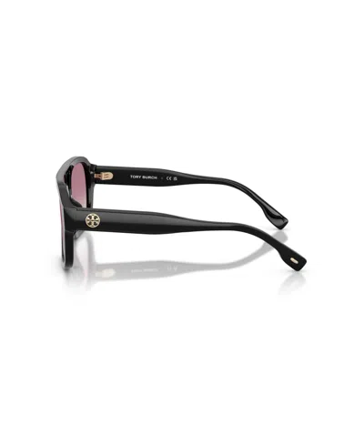 Tory Burch Double-bridge Square-frame Sunglasses In Black